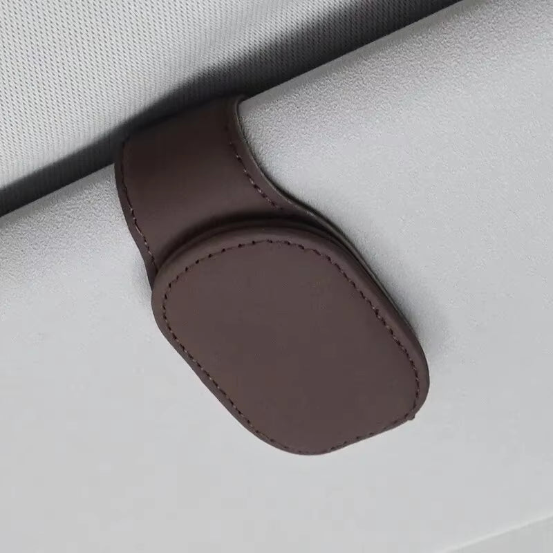 Elevate Your Drive with Our Universal Car Sun Visor Eyeglass Hanger Clip – Premium Leather Magnetic Glasses Holder for Smart Automobile Storage
