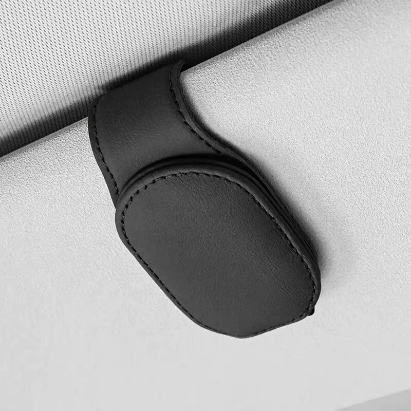 Elevate Your Drive with Our Universal Car Sun Visor Eyeglass Hanger Clip – Premium Leather Magnetic Glasses Holder for Smart Automobile Storage