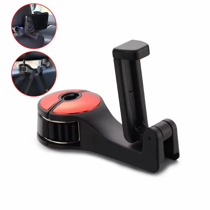 Transform Your Car with the 3-in-1 Back Seat Headrest Hook: Mobile Phone Holder & Convenient Bag Organizer