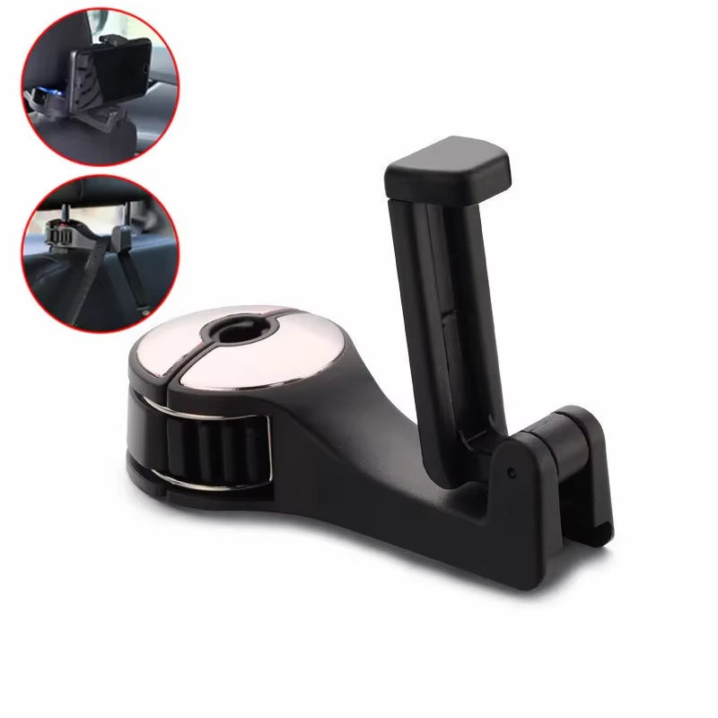 Transform Your Car with the 3-in-1 Back Seat Headrest Hook: Mobile Phone Holder & Convenient Bag Organizer