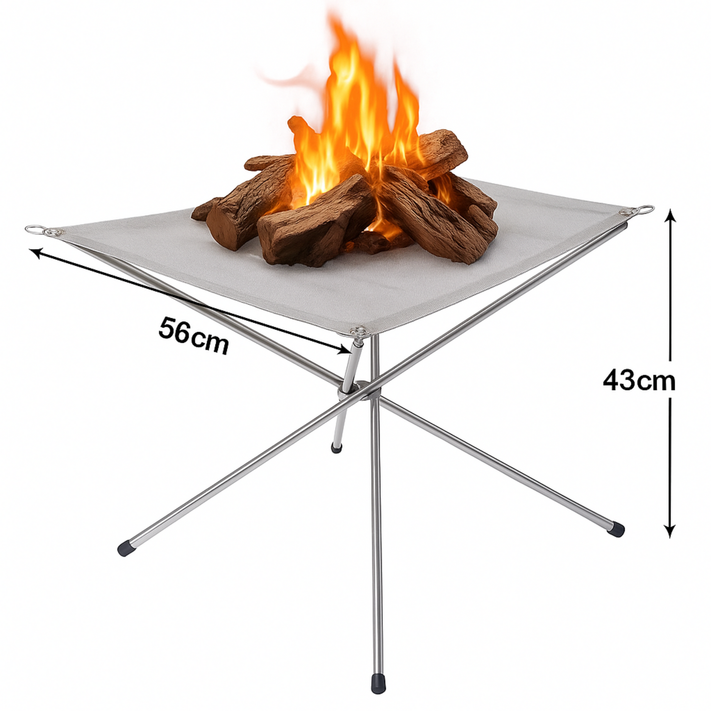 מדורה מתקפלת ניידת מפלדת אל־חלד לקמפינג, טיולים וחוף הים קומפקטית, קלה להרכבה ונוחה לנשיאה