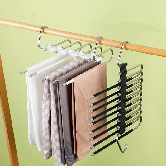 מתלה בגדים מתכוונן מנירוסטה פתרון אחסון תלייה חכם למכנסיים, עניבות ובגדים