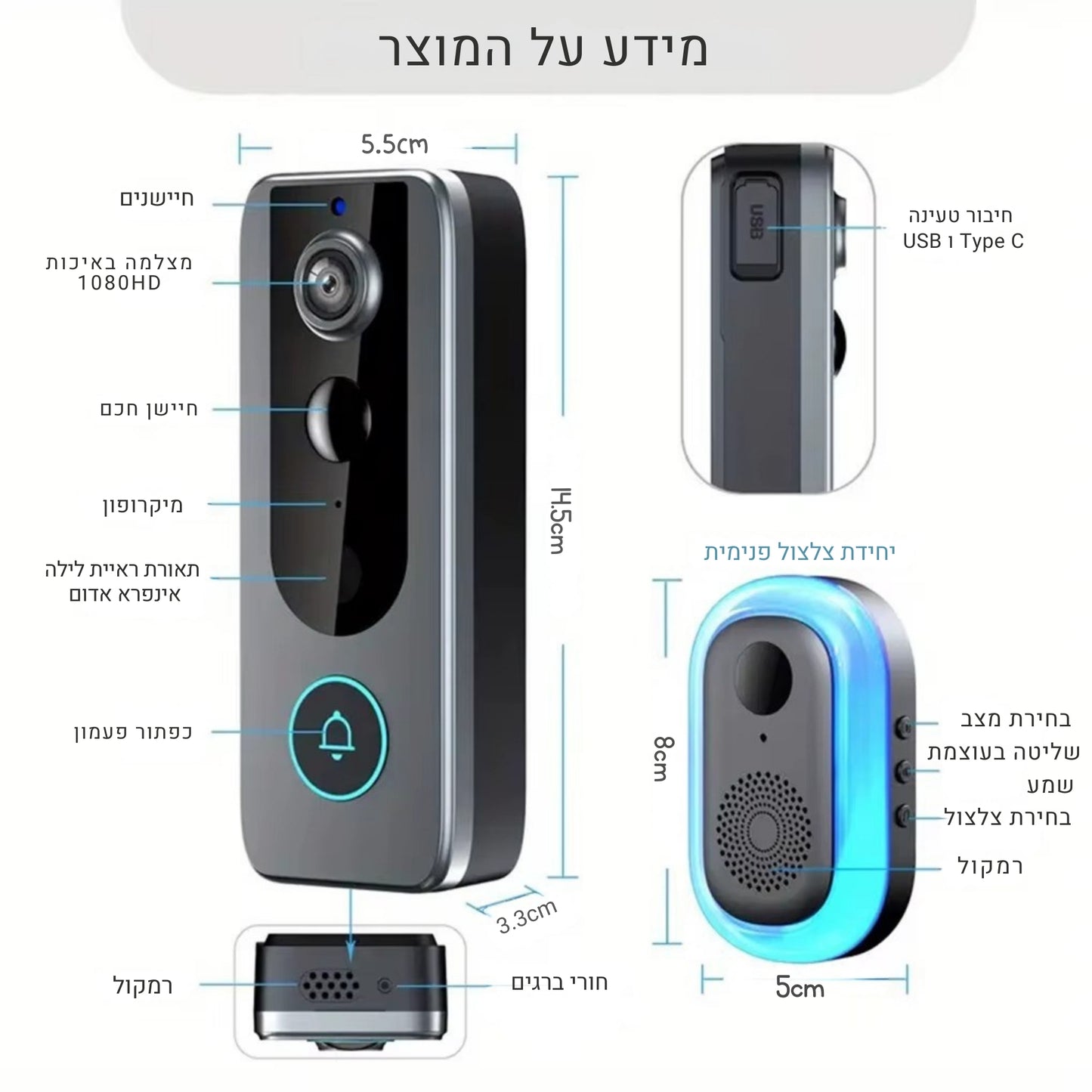 Mela SmartBell פעמון דלת חכם עם מצלמה חיישן תנועה ואפליקציית Tuya פתרון אבטחה לבית ללא חוטים