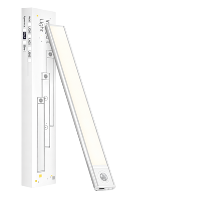Slim smart cabinet light with motion sensor and rechargeable battery for magnetic installation
