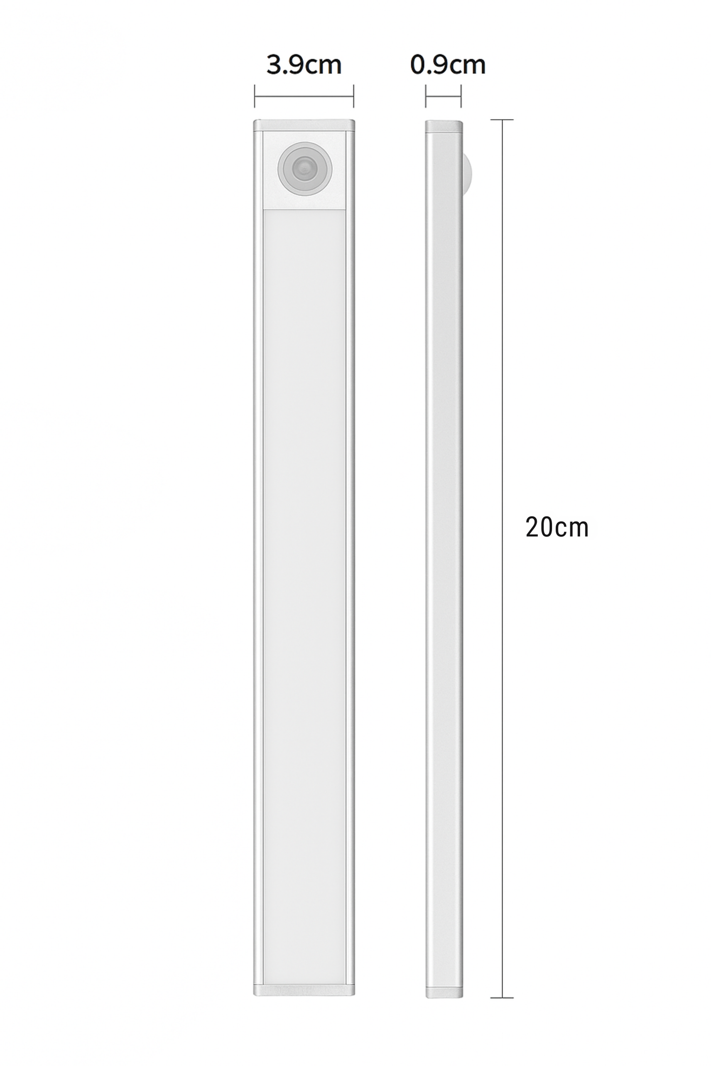 Slim smart cabinet light with motion sensor and rechargeable battery for magnetic installation