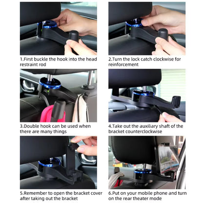 Transform Your Car with the 3-in-1 Back Seat Headrest Hook: Mobile Phone Holder & Convenient Bag Organizer