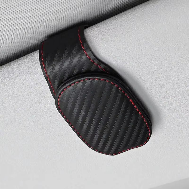 Elevate Your Drive with Our Universal Car Sun Visor Eyeglass Hanger Clip – Premium Leather Magnetic Glasses Holder for Smart Automobile Storage