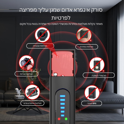גלאי מצלמות נסתרות נייד עם זיהוי באגים וגי פי אס להגנה מושלמת בבית ובנסיעות