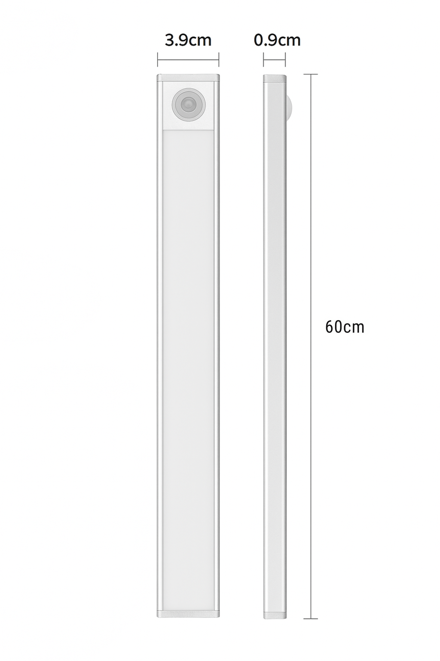 Slim smart cabinet light with motion sensor and rechargeable battery for magnetic installation