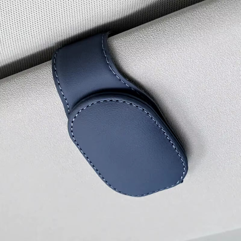Elevate Your Drive with Our Universal Car Sun Visor Eyeglass Hanger Clip – Premium Leather Magnetic Glasses Holder for Smart Automobile Storage