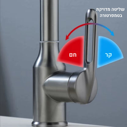 ברז נירוסטה רב תכליתי עם ארבעה מצבי זרימה לשדרוג המטבח והאמבטיה חווית מים נעימה ללא התזות