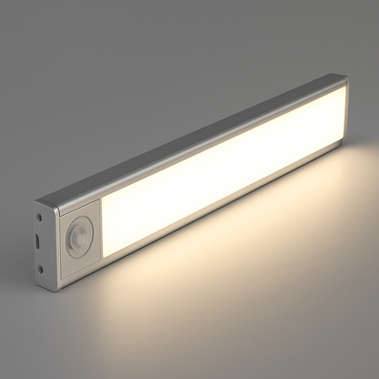 Slim smart cabinet light with motion sensor and rechargeable battery for magnetic installation