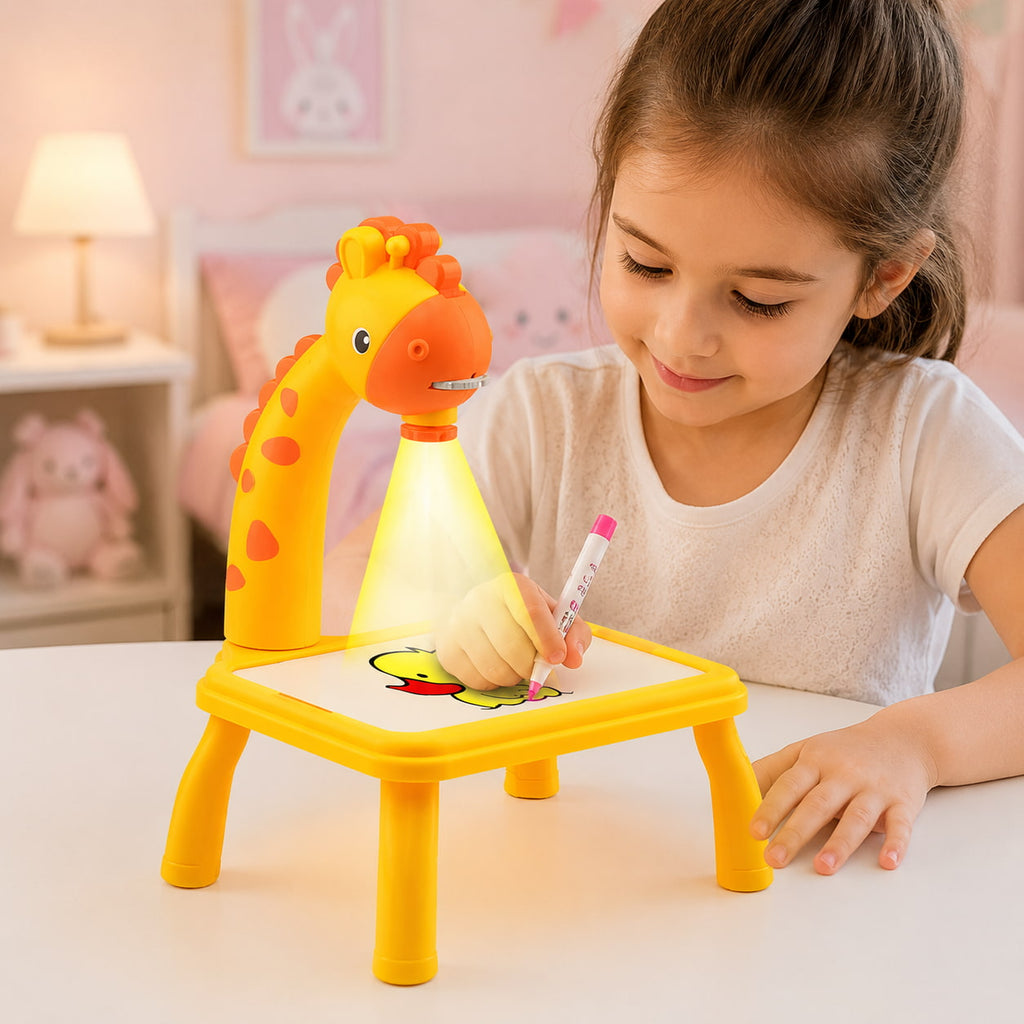 Kids LED Projector Drawing Board - Pink