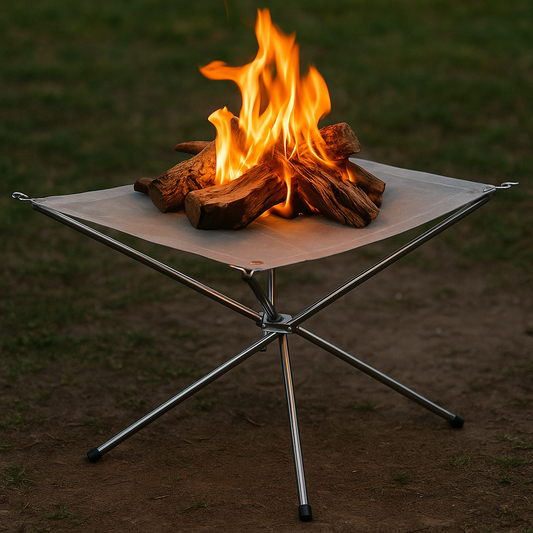 מדורה מתקפלת ניידת מפלדת אל־חלד לקמפינג, טיולים וחוף הים קומפקטית, קלה להרכבה ונוחה לנשיאה