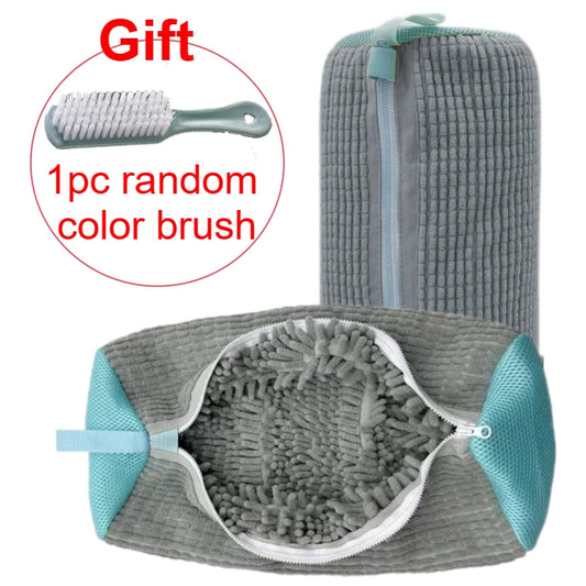 2PCS Shoe Washing Bag Washing Machine Laundry Bags with Zipper Closure Shoes Cleaning Bag Shoes Laundry Fluffy Fibers Sneaker