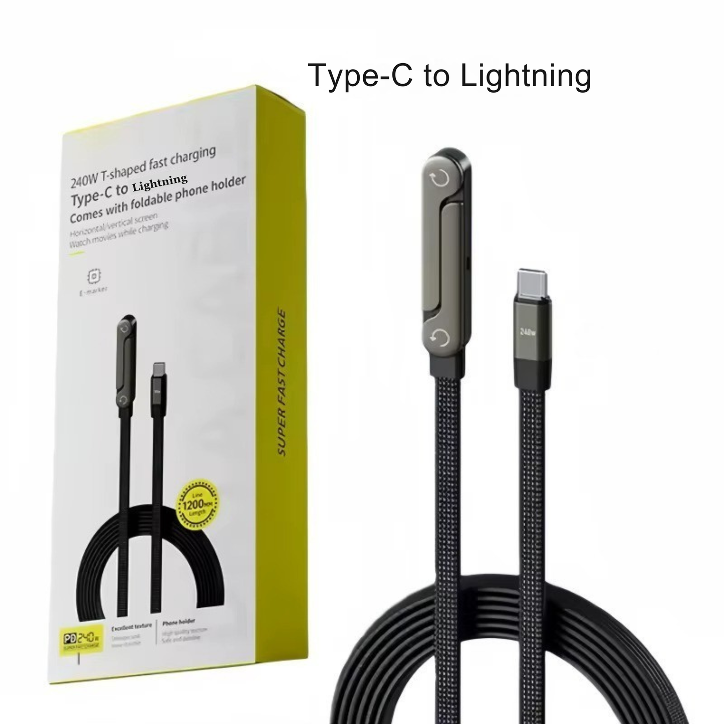 Charging cable with built-in stand and fast charging