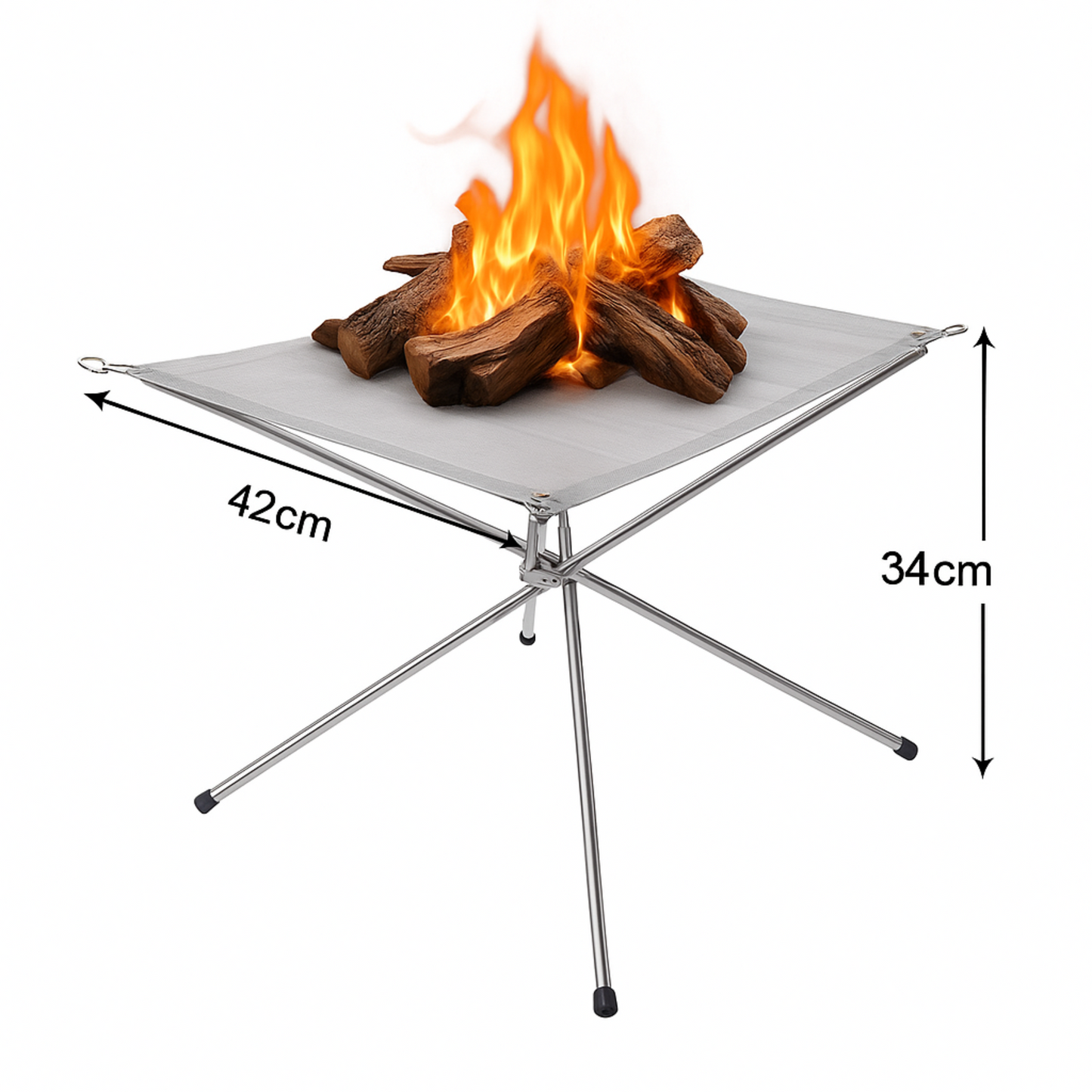 מדורה מתקפלת ניידת מפלדת אל־חלד לקמפינג, טיולים וחוף הים קומפקטית, קלה להרכבה ונוחה לנשיאה