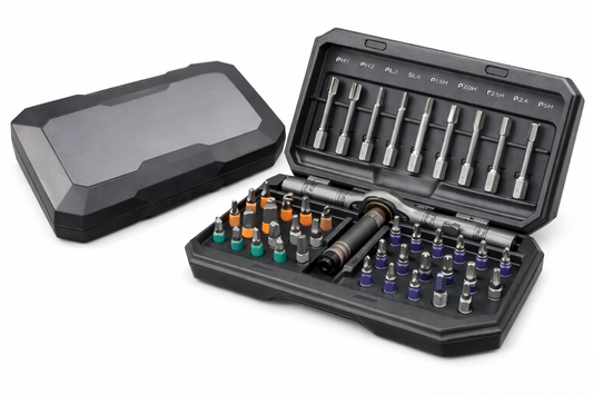 מברג רטצ׳ט מקצועי מדויק עם מנגנון מגנטי דו־כיווני סט כלי עבודה חכם לתיקוני בית ואלקטרוניקה