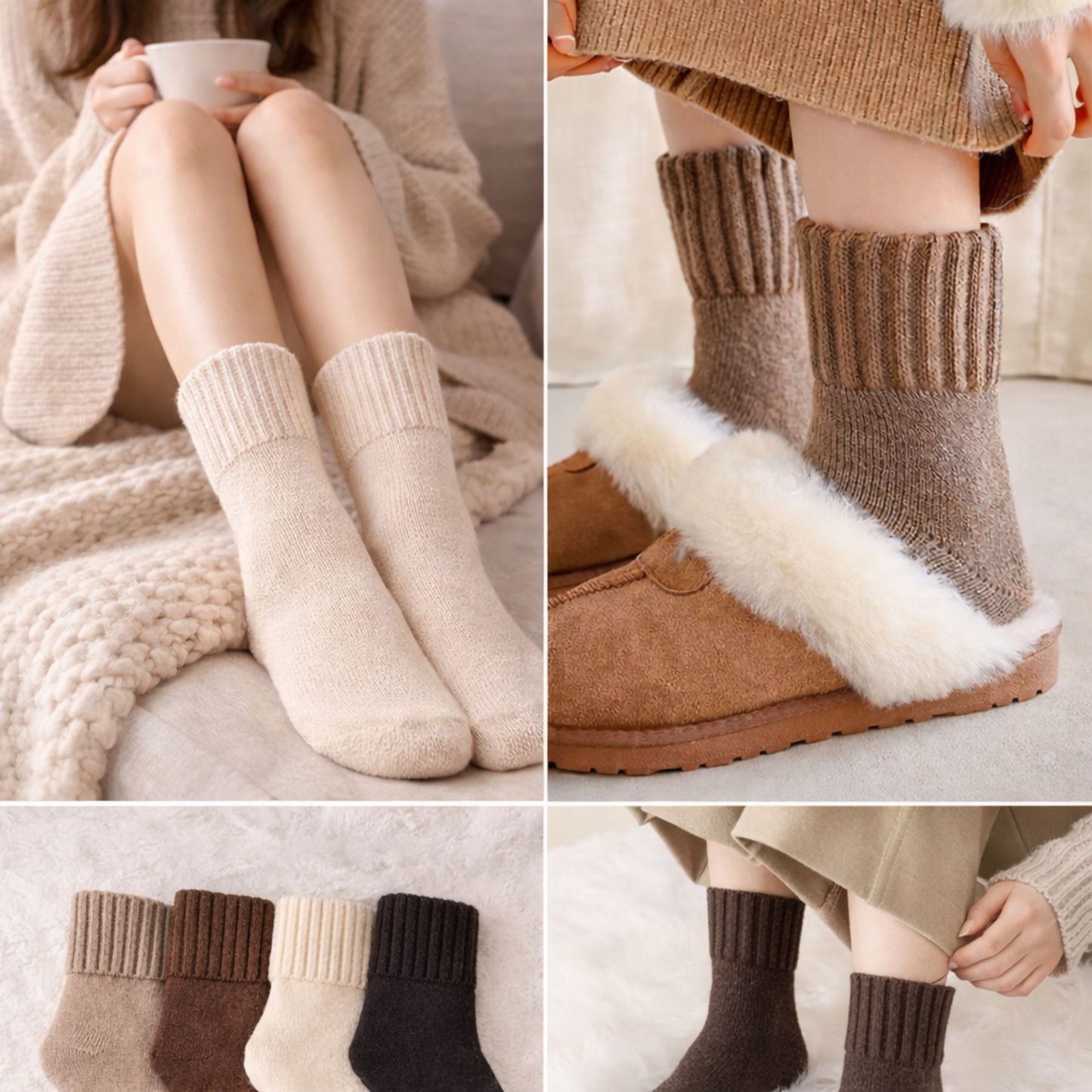 גרבי חורף עבות לנשים 5 זוגות חמות ונוחות למזג אוויר קר