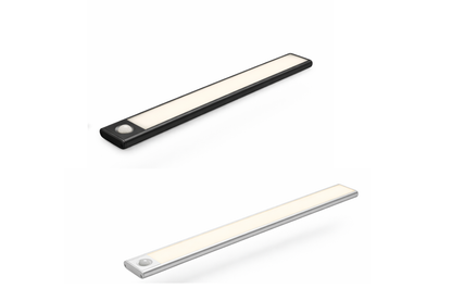 Slim smart cabinet light with motion sensor and rechargeable battery for magnetic installation