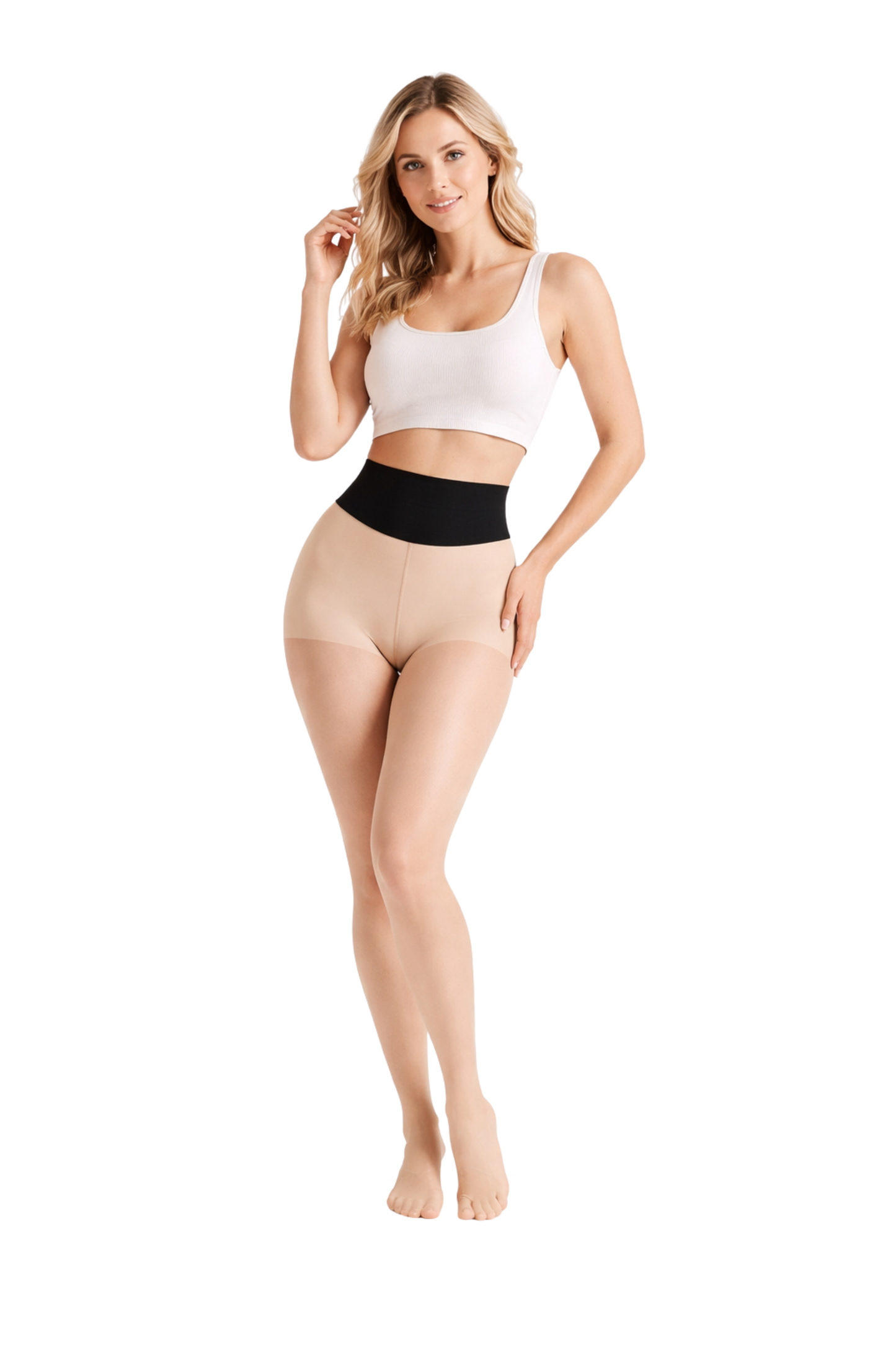 טייטס תרמי מחטב חצי שקוף עם בטנת פליז מותן גבוהה