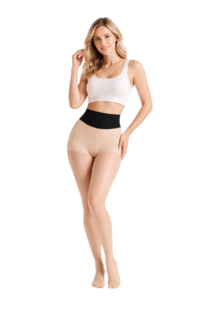 טייטס תרמי מחטב חצי שקוף עם בטנת פליז מותן גבוהה