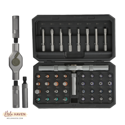 Professional, precise ratchet screwdriver with two-way magnetic mechanism, smart tool set for home and electronics repairs