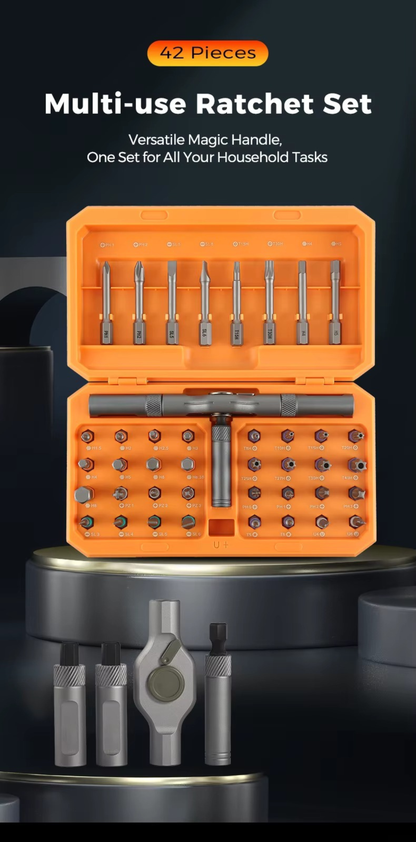 Professional, precise ratchet screwdriver with two-way magnetic mechanism, smart tool set for home and electronics repairs