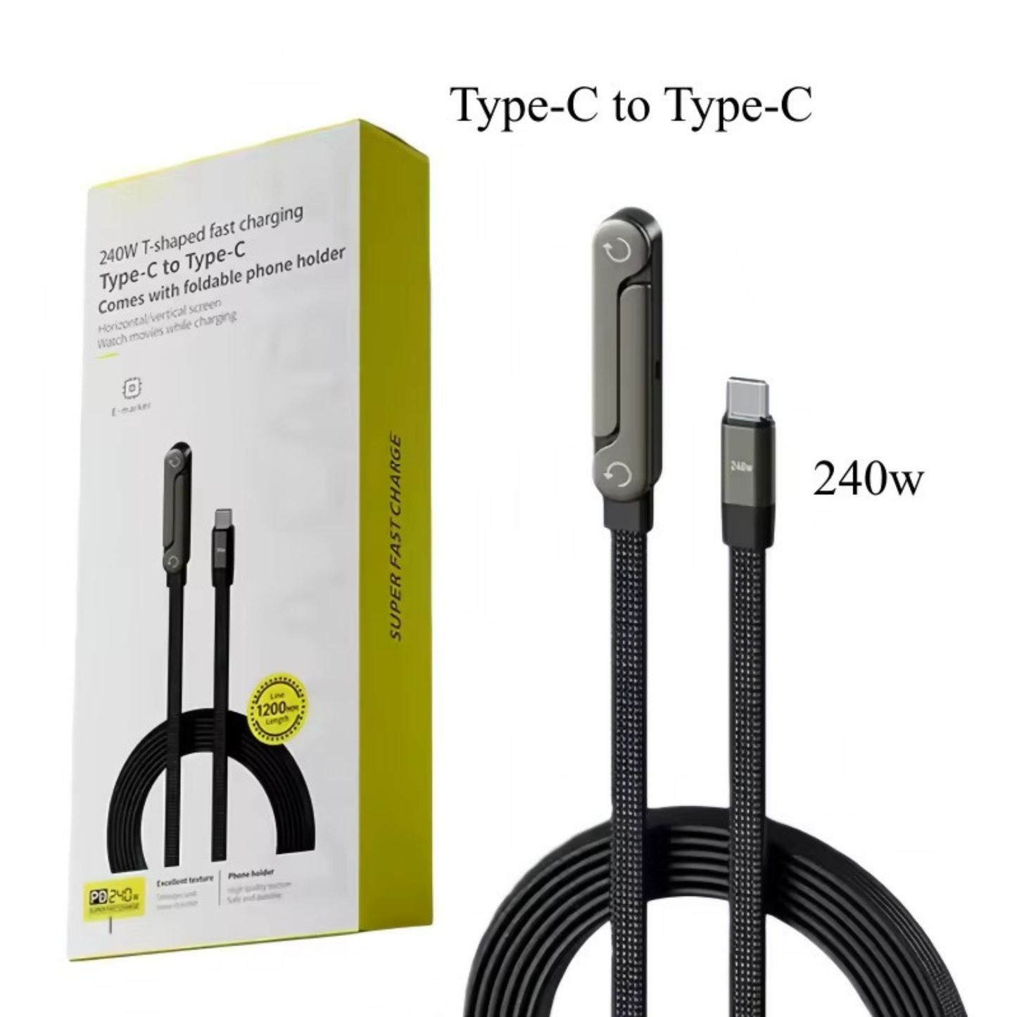 Charging cable with built-in stand and fast charging