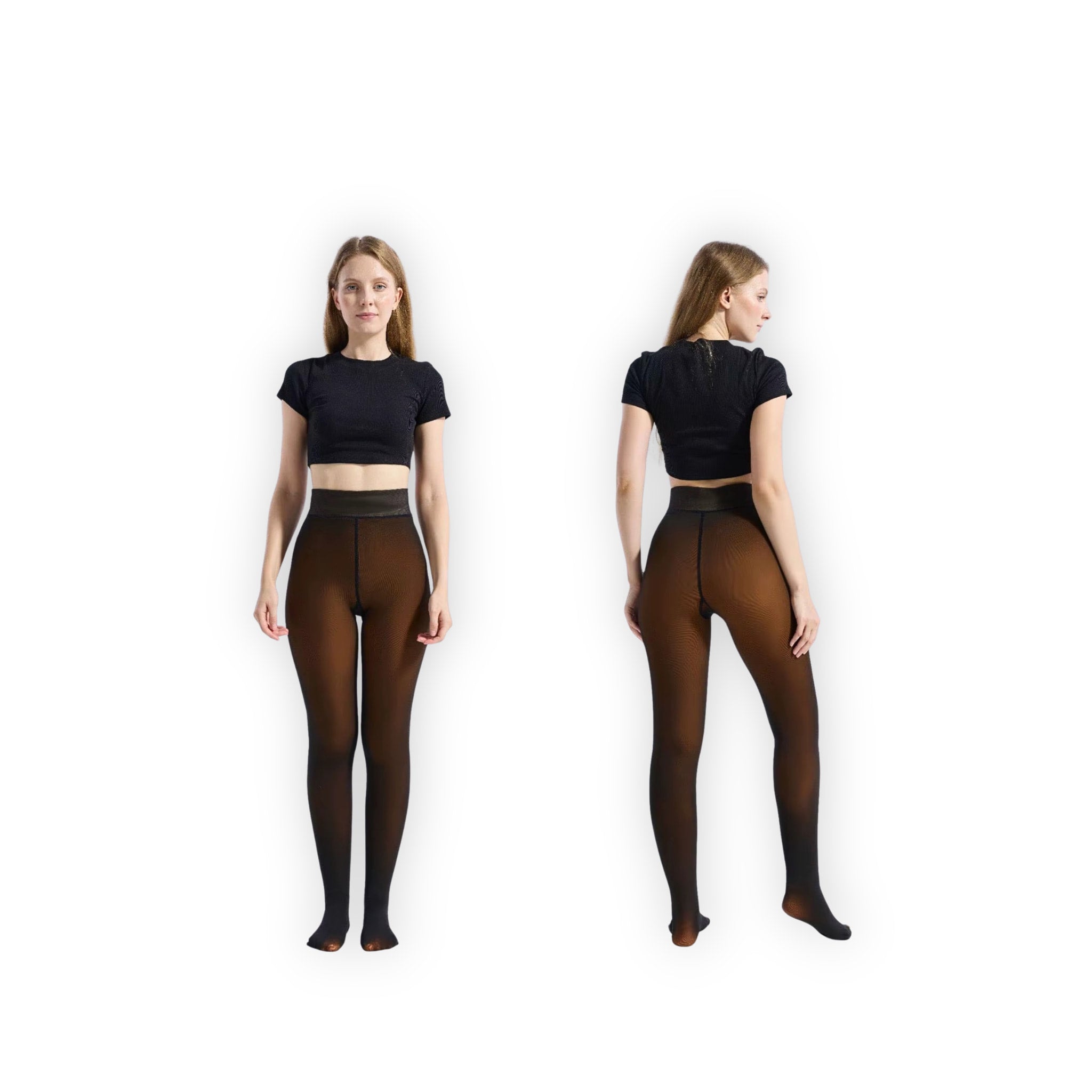 Thermal Fleece Lined Sheer Tights High Waist Winter Shaping Pantyhose