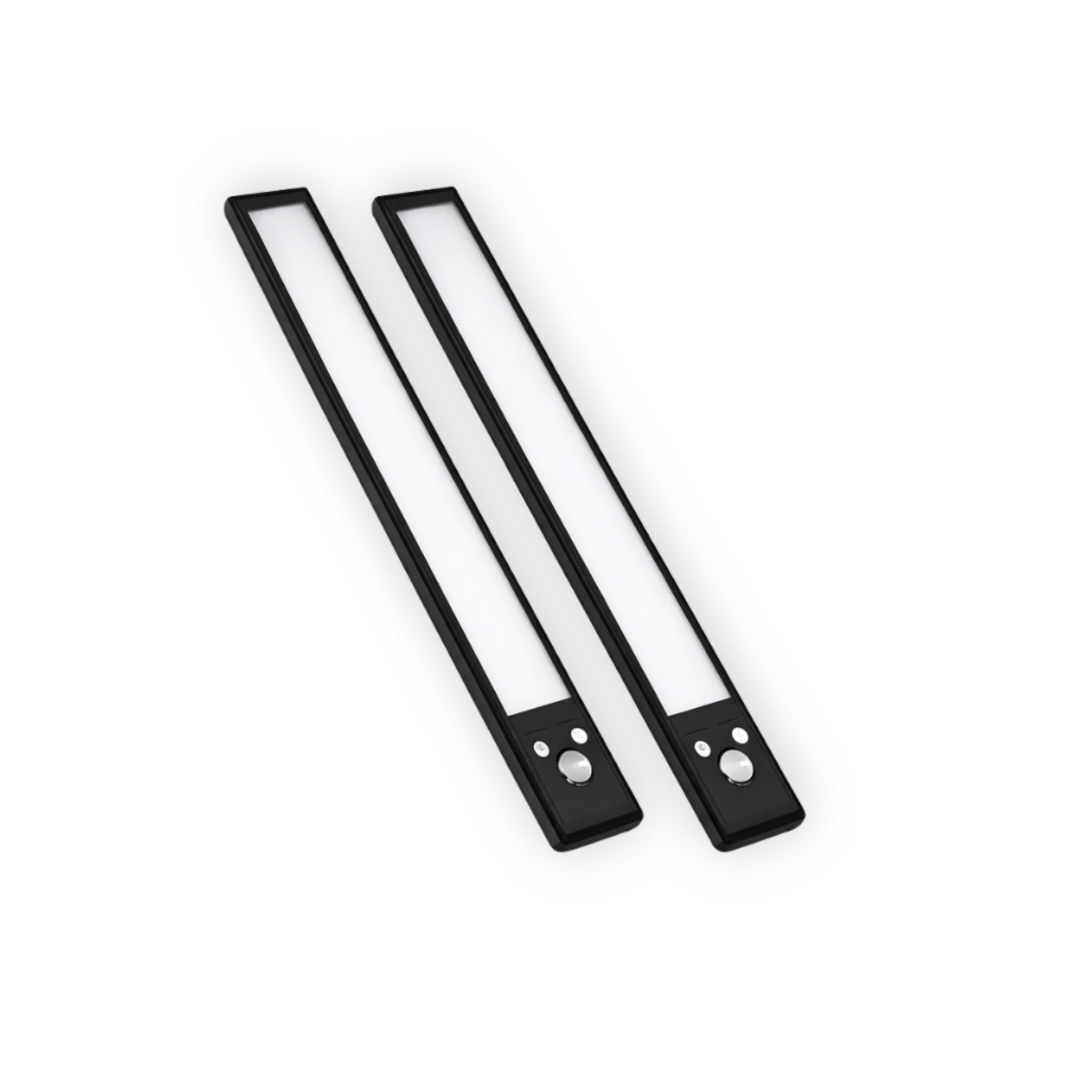 LED strip light attached magnetically to cabinet showing bright output