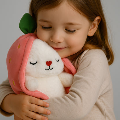 בובה נושמת עם תאורה ומוזיקה ארנב חמוד בצורת תות או גזר