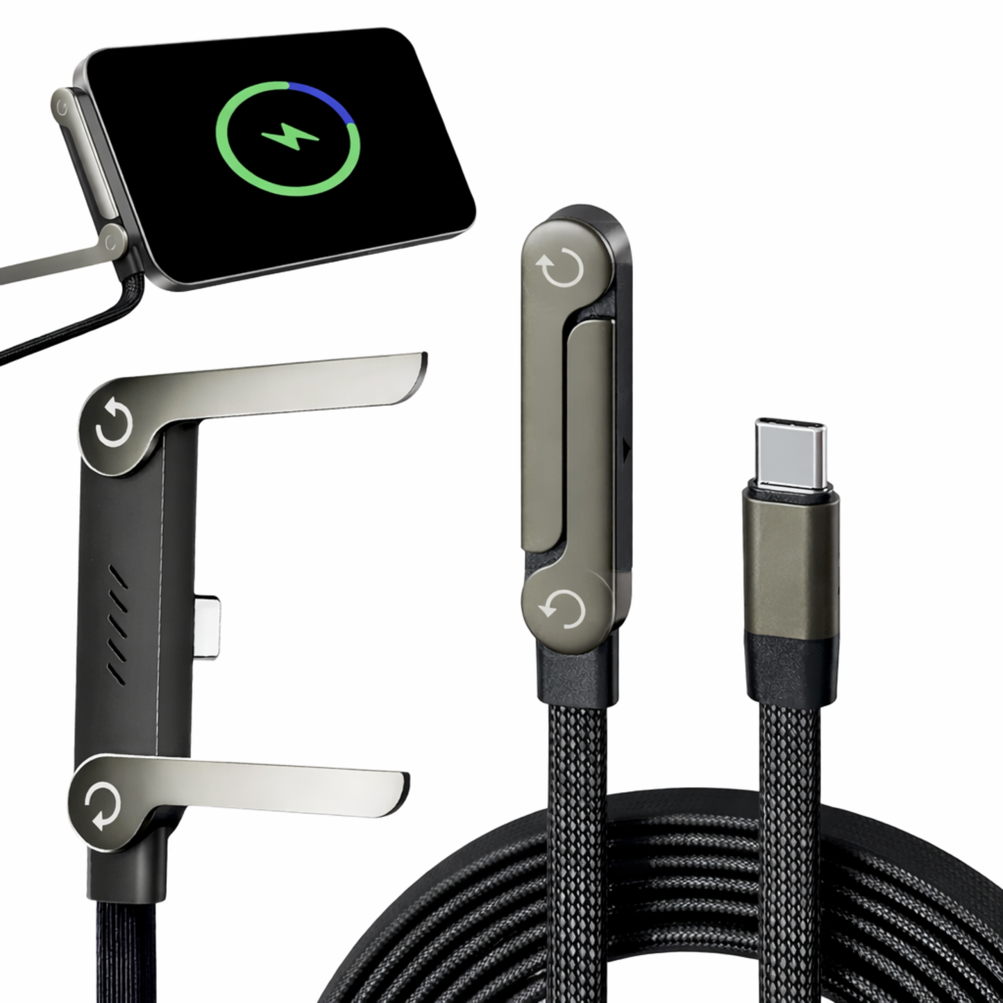 Charging cable with built-in stand and fast charging
