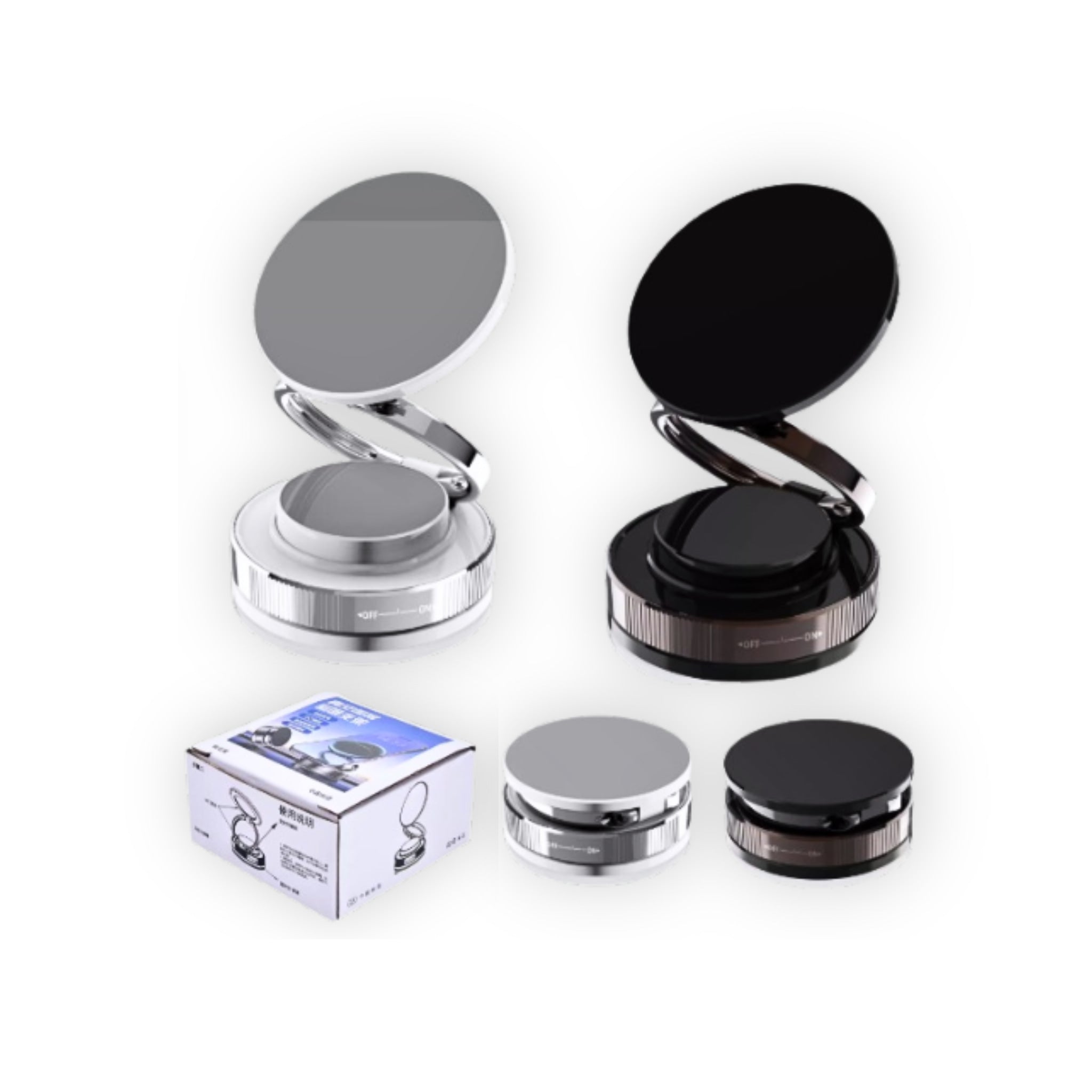 360 degree rotating magnetic phone mount attached to car dashboard