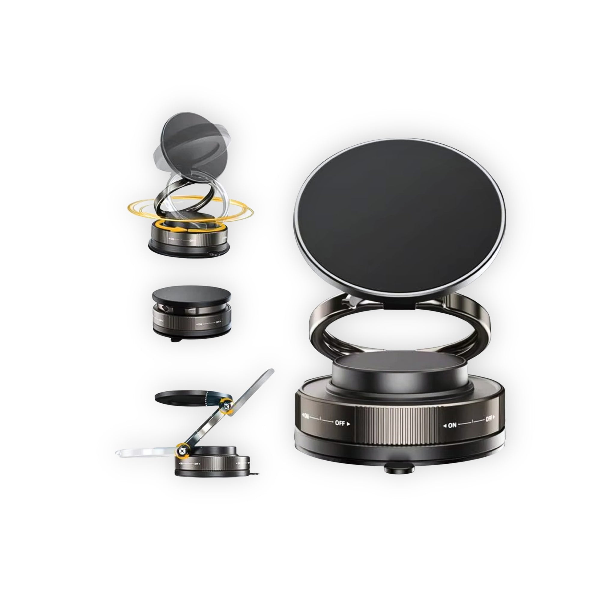 Magnetic phone mount compatible with various smartphone sizes in car